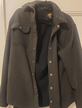 Lee Men's Dark Gray Snap-Front Shirt Jacket